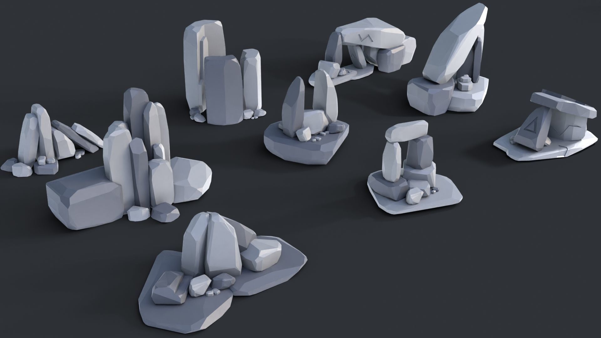 Low Poly Stone and Rocks Pack - 50 in 1 Pack Low-poly 3D model_3