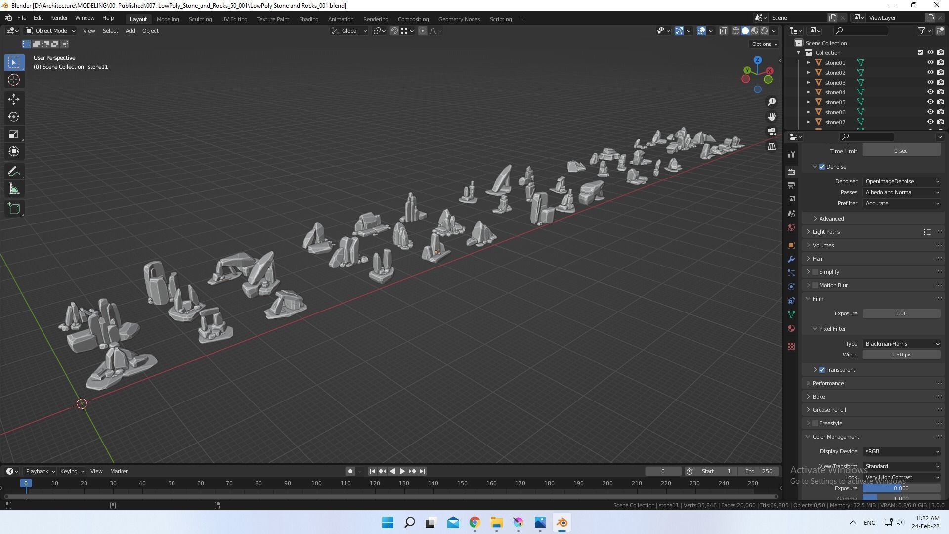 Low Poly Stone and Rocks Pack - 50 in 1 Pack Low-poly 3D model_2