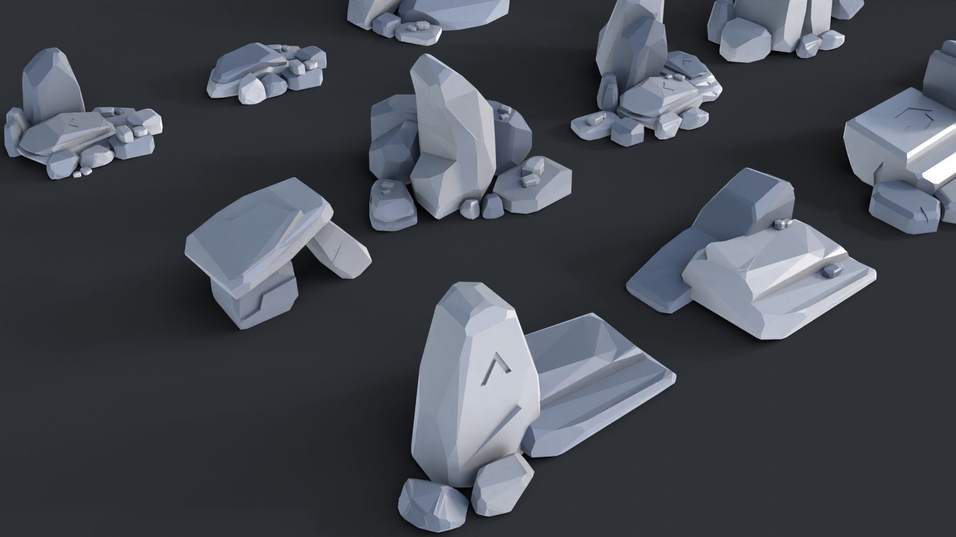 Low Poly Stone and Rocks Pack - 50 in 1 Pack Low-poly 3D model_18