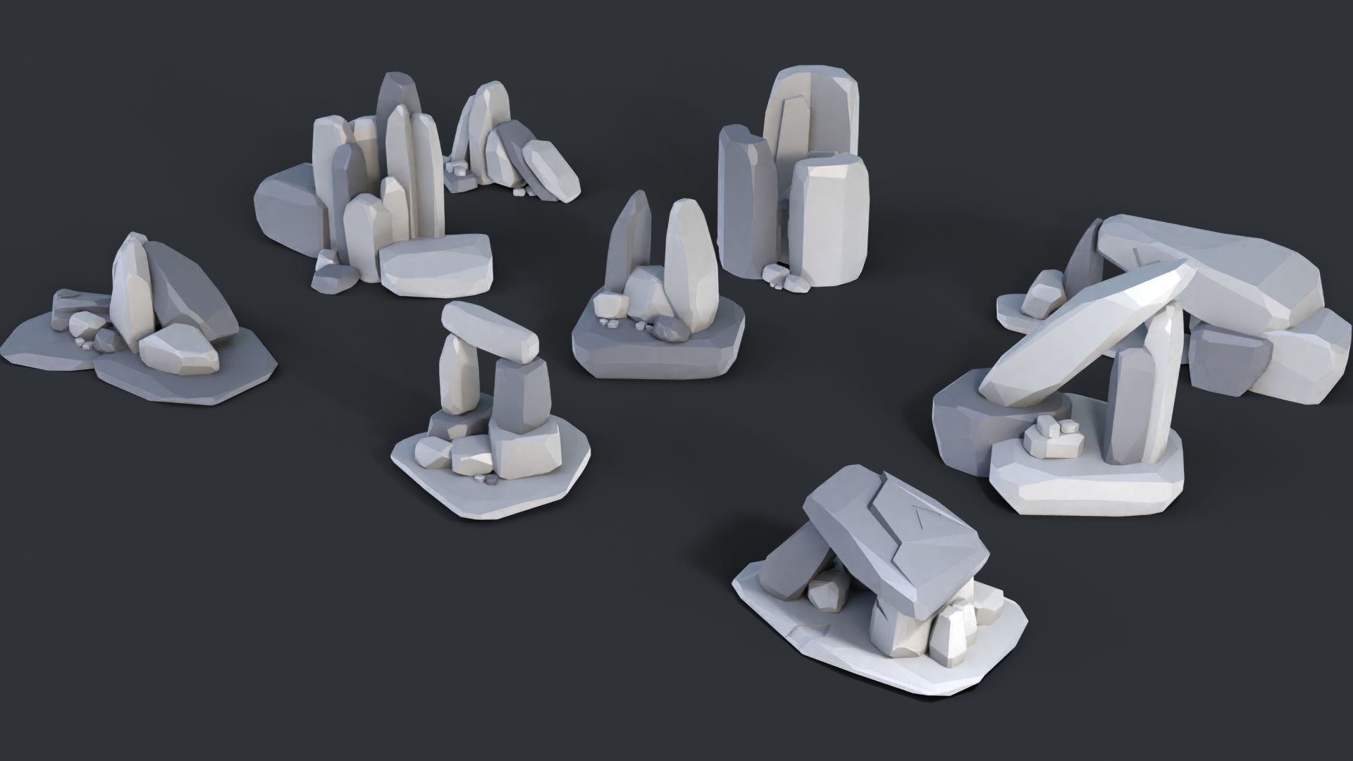 Low Poly Stone and Rocks Pack - 50 in 1 Pack Low-poly 3D model_8