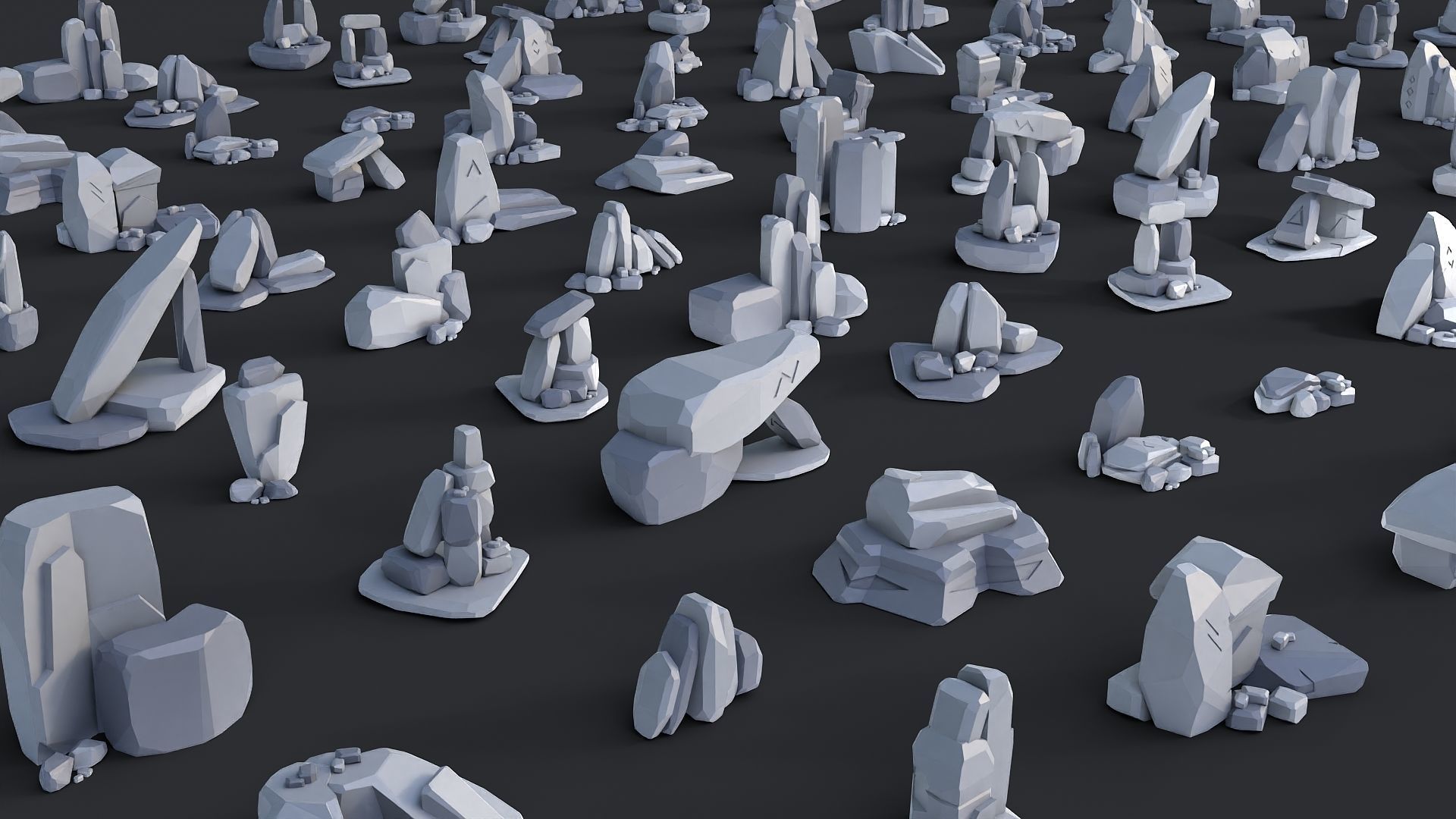 Low Poly Stone and Rocks Pack - 50 in 1 Pack Low-poly 3D model_33
