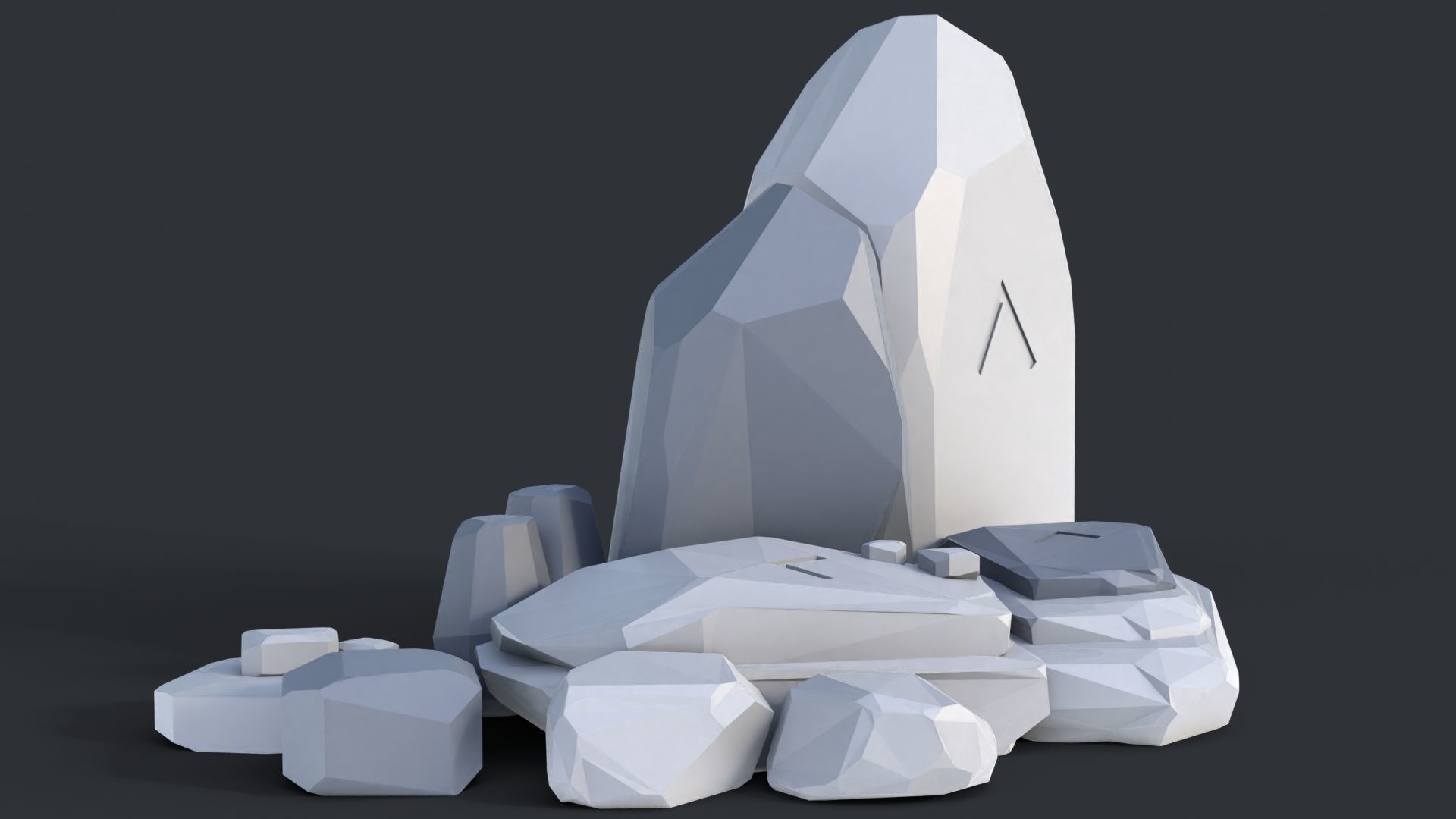 Low Poly Stone and Rocks Pack - 50 in 1 Pack Low-poly 3D model_31