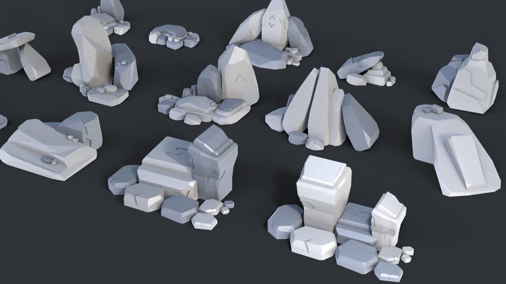 Low Poly Stone and Rocks Pack - 50 in 1 Pack Low-poly 3D model_24