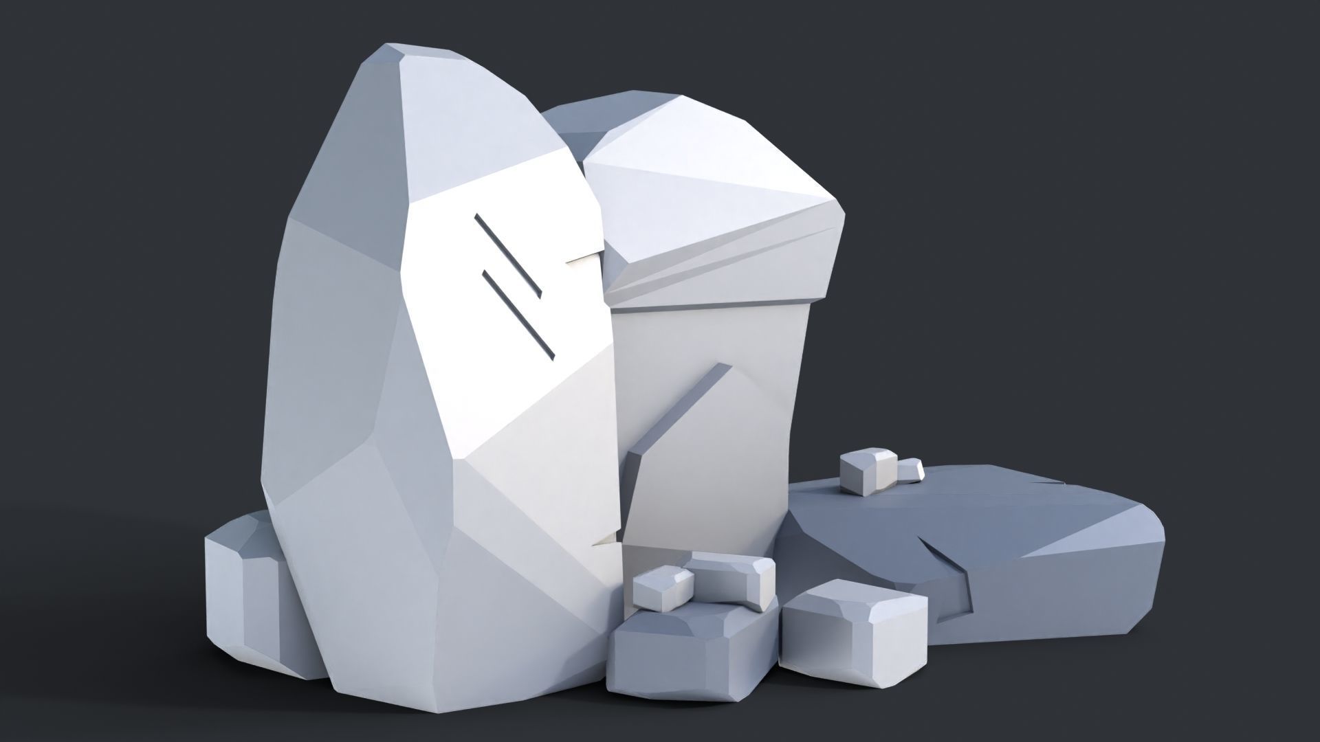 Low Poly Stone and Rocks Pack - 50 in 1 Pack Low-poly 3D model_25