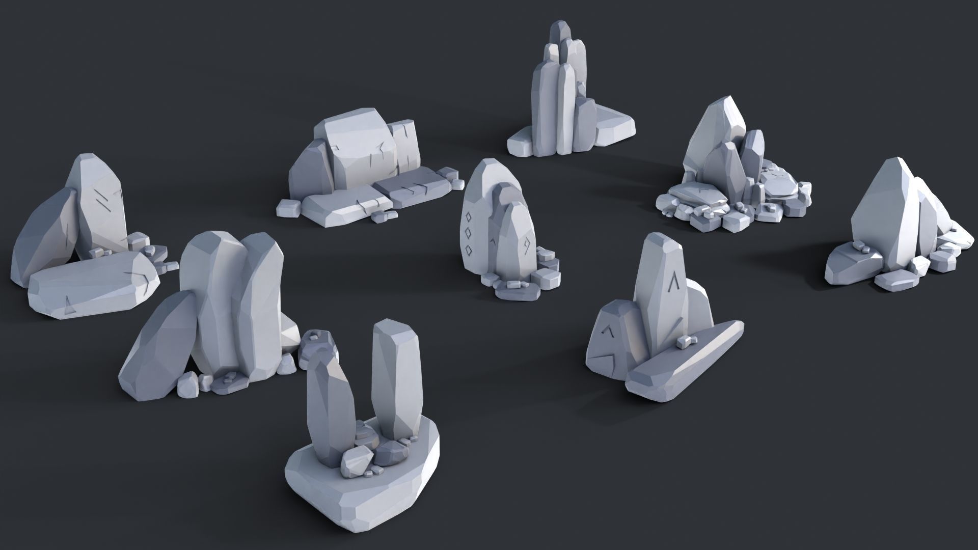 Low Poly Stone and Rocks Pack - 50 in 1 Pack Low-poly 3D model_4