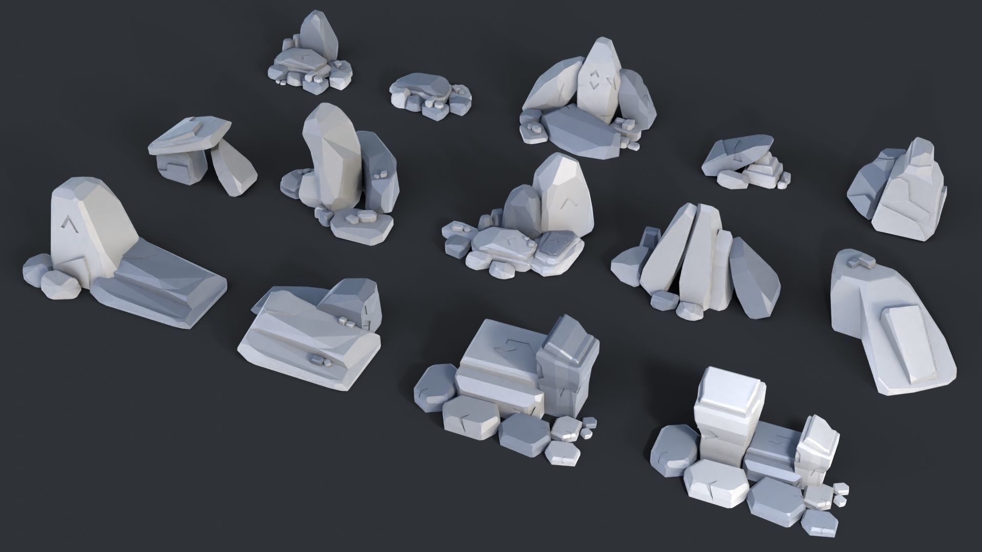 Low Poly Stone and Rocks Pack - 50 in 1 Pack Low-poly 3D model_26
