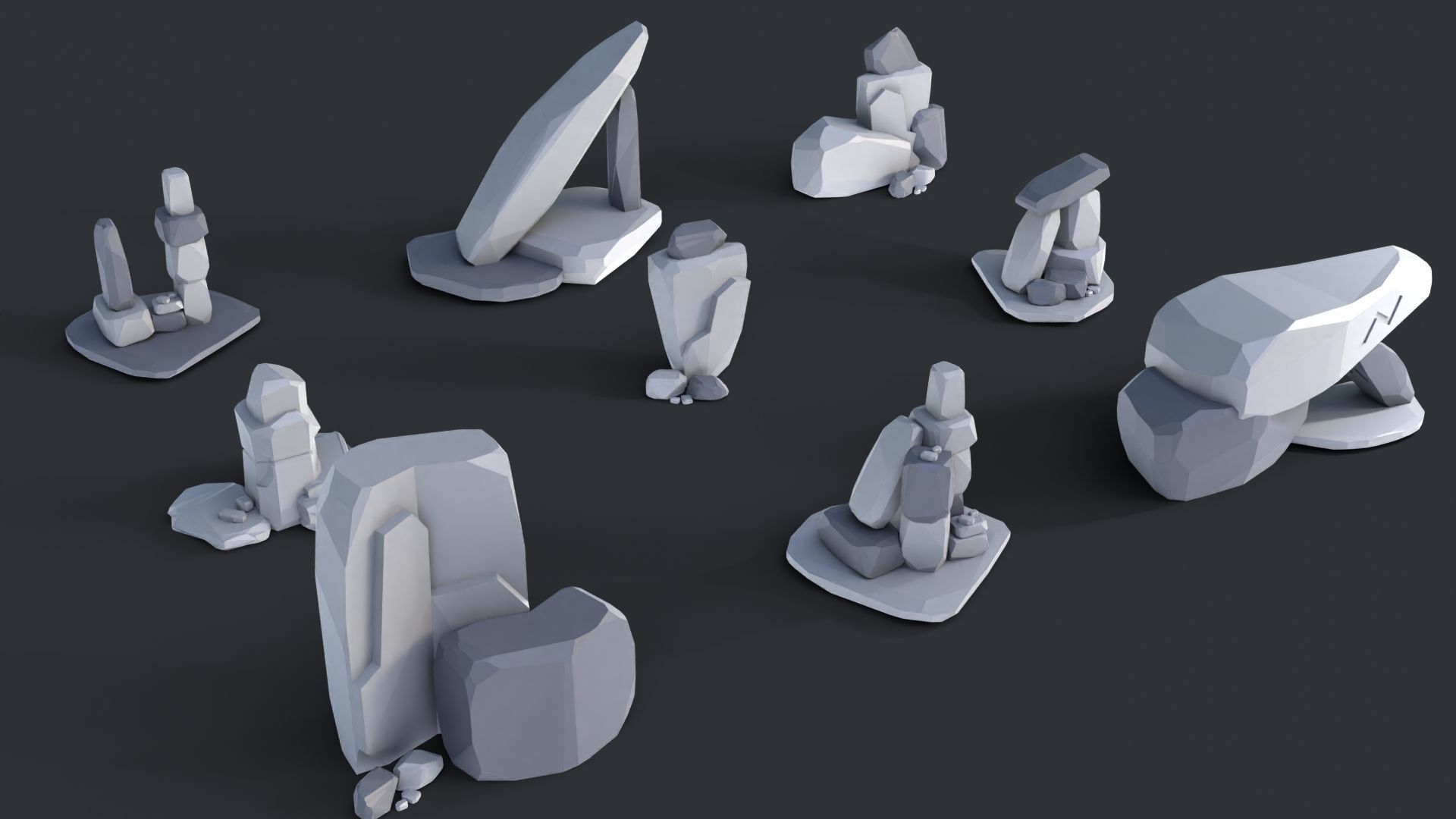 Low Poly Stone and Rocks Pack - 50 in 1 Pack Low-poly 3D model_10