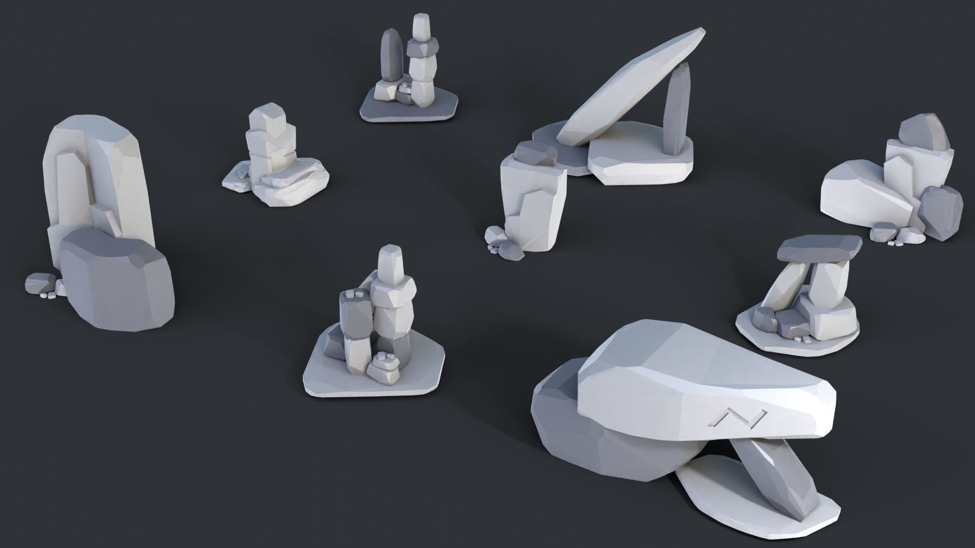 Low Poly Stone and Rocks Pack - 50 in 1 Pack Low-poly 3D model_13