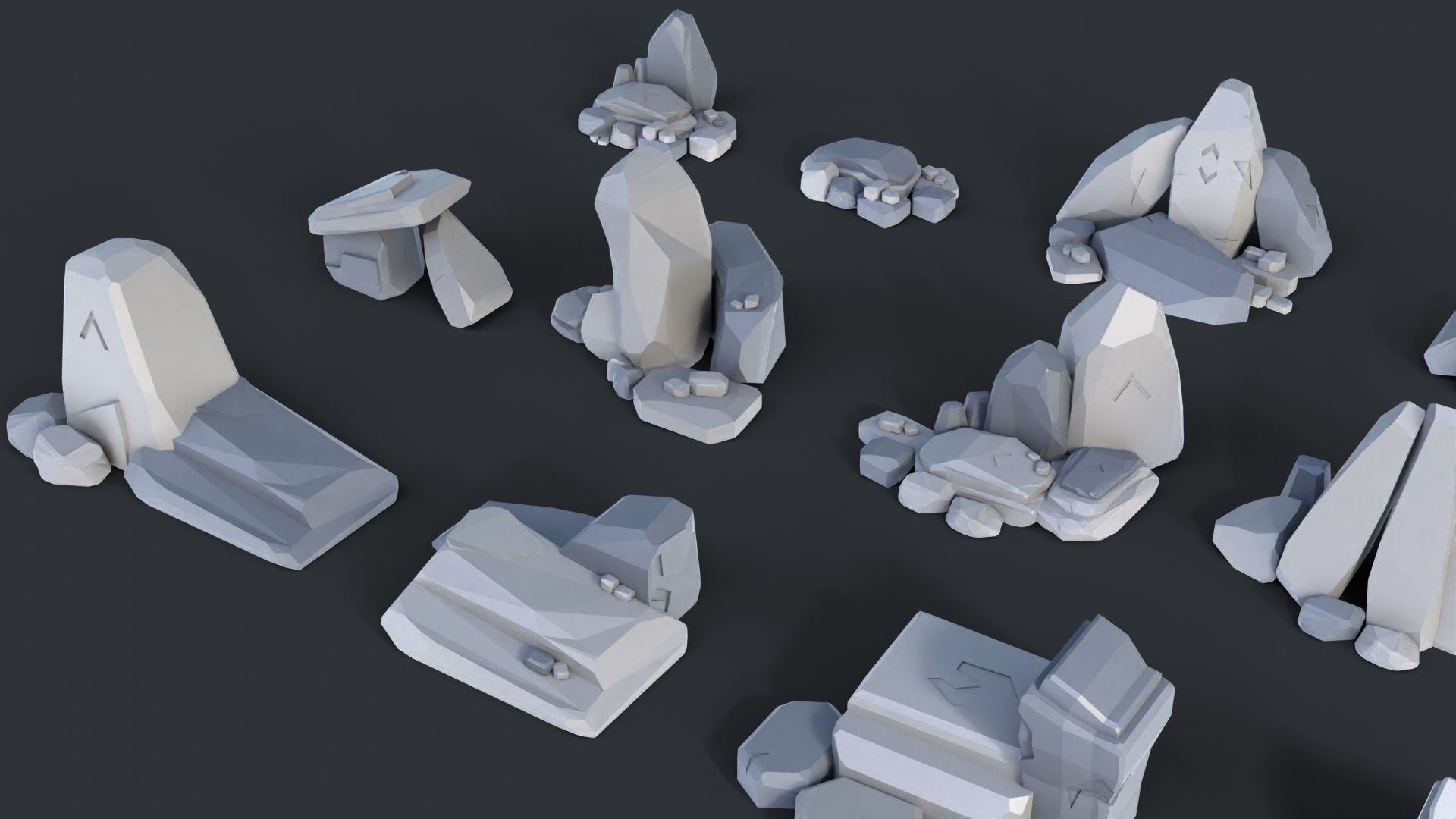 Low Poly Stone and Rocks Pack - 50 in 1 Pack Low-poly 3D model_22