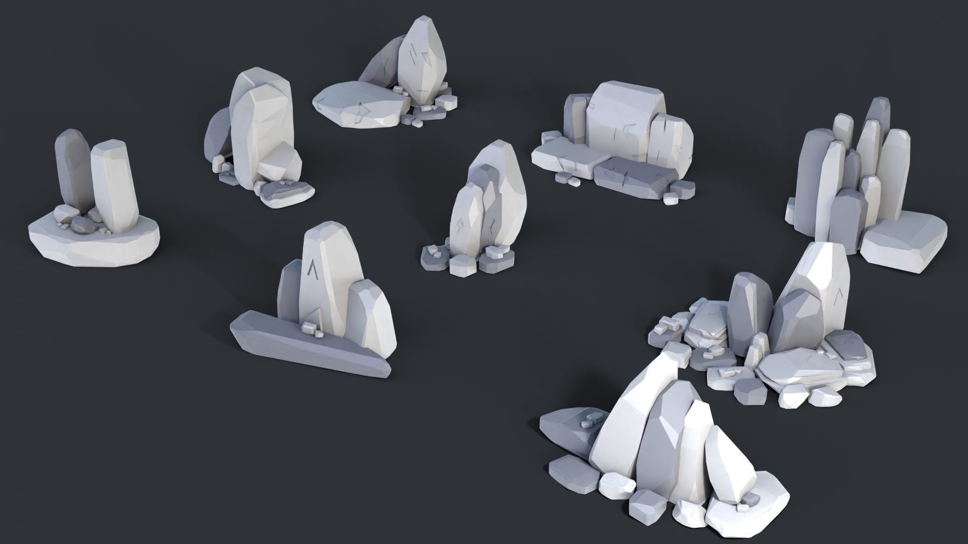 Low Poly Stone and Rocks Pack - 50 in 1 Pack Low-poly 3D model_12