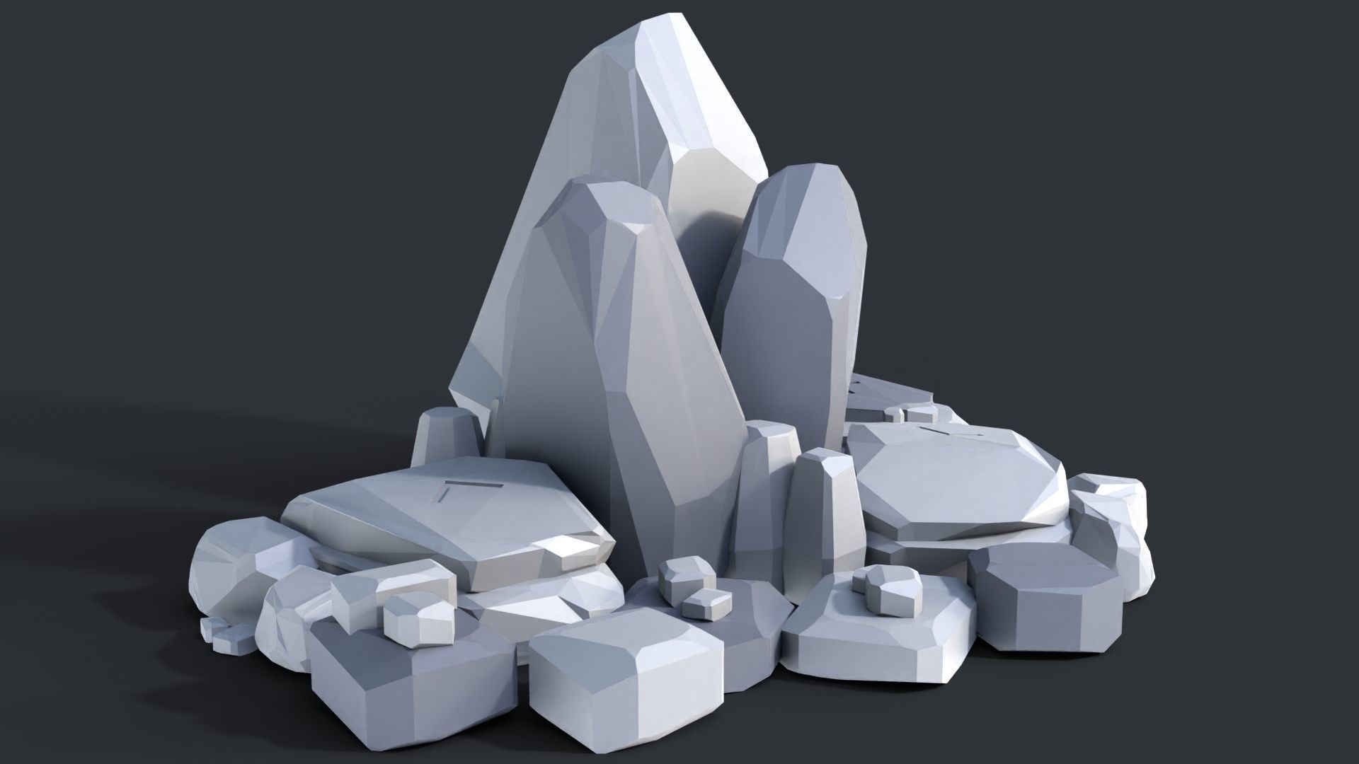 Low Poly Stone and Rocks Pack - 50 in 1 Pack Low-poly 3D model_6