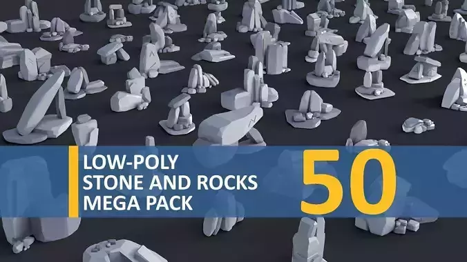 Low Poly Stone and Rocks Pack - 50 in 1 Pack