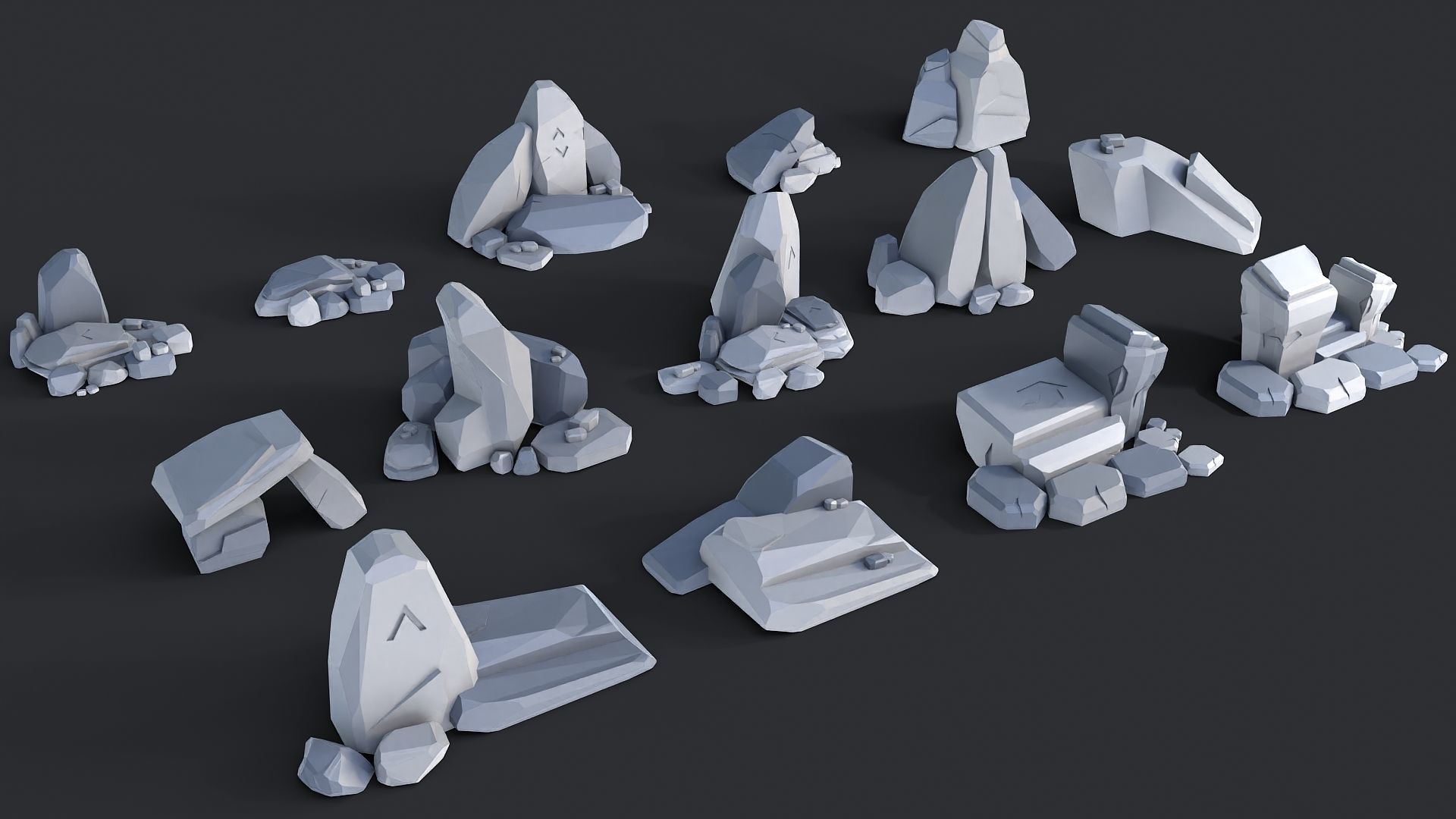 Low Poly Stone and Rocks Pack - 50 in 1 Pack Low-poly 3D model_5