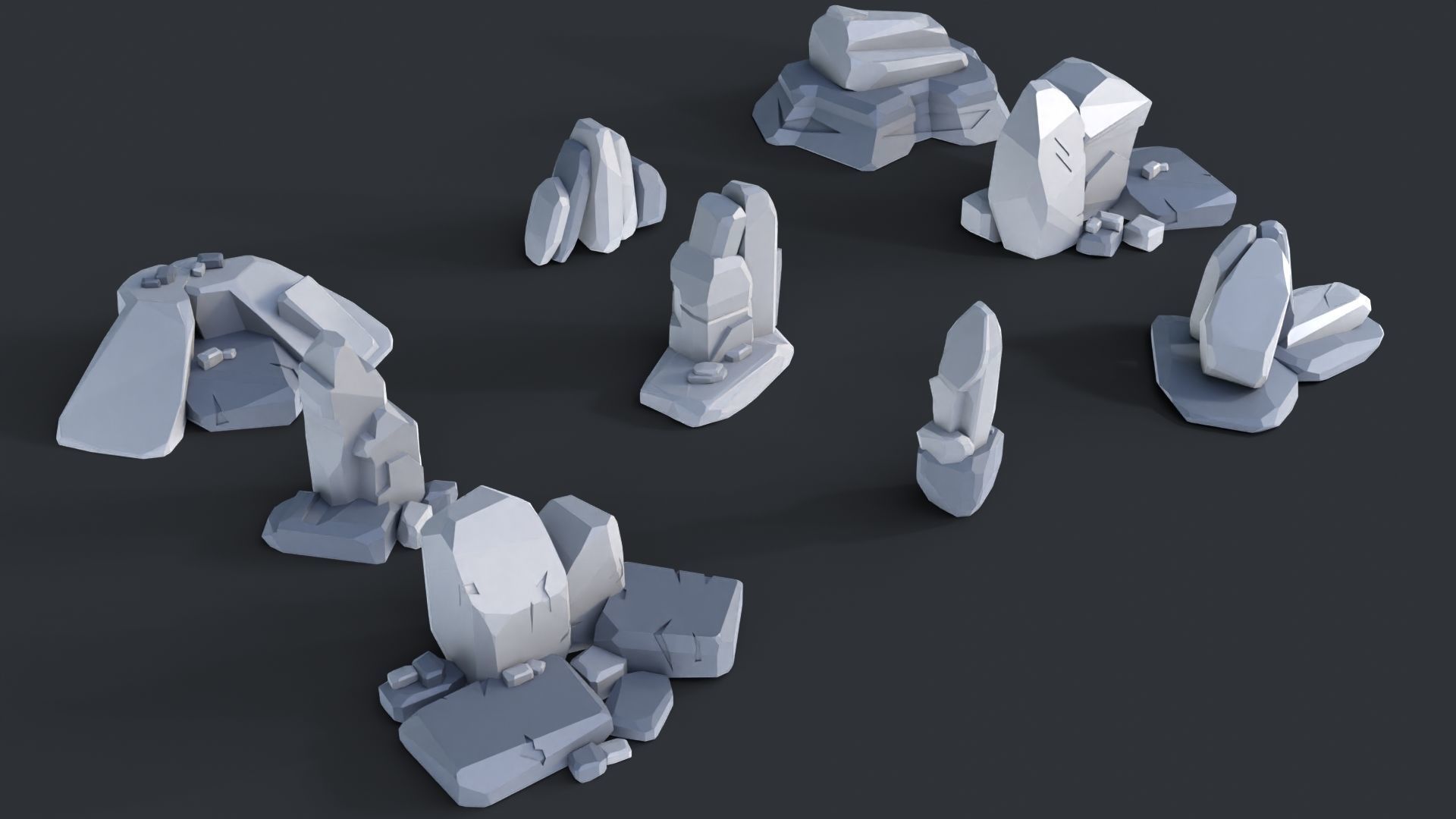 Low Poly Stone and Rocks Pack - 50 in 1 Pack Low-poly 3D model_14