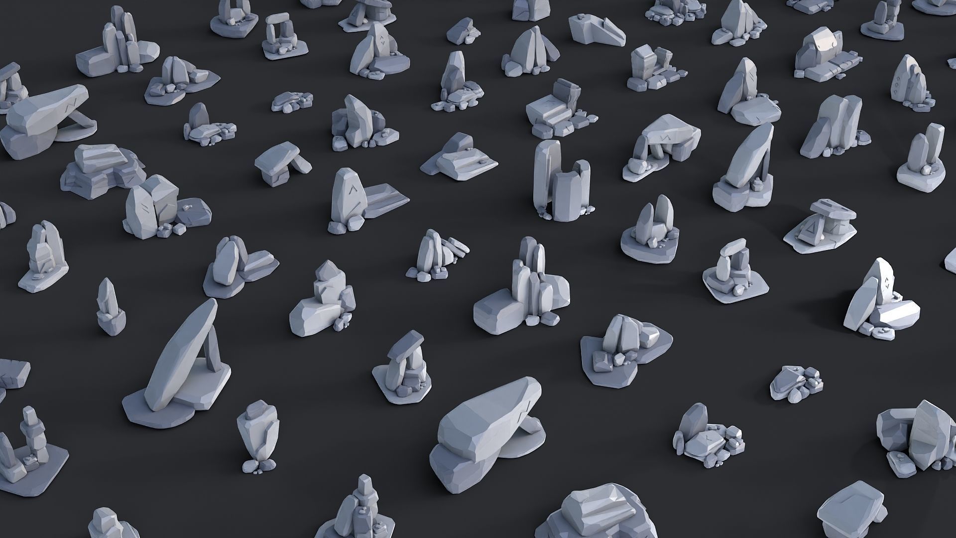 Low Poly Stone and Rocks Pack - 50 in 1 Pack Low-poly 3D model_32