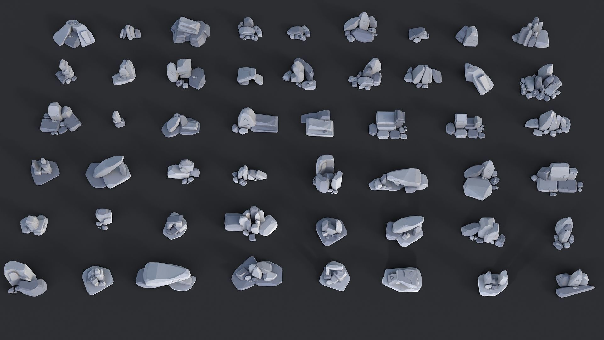 Low Poly Stone and Rocks Pack - 50 in 1 Pack Low-poly 3D model_1
