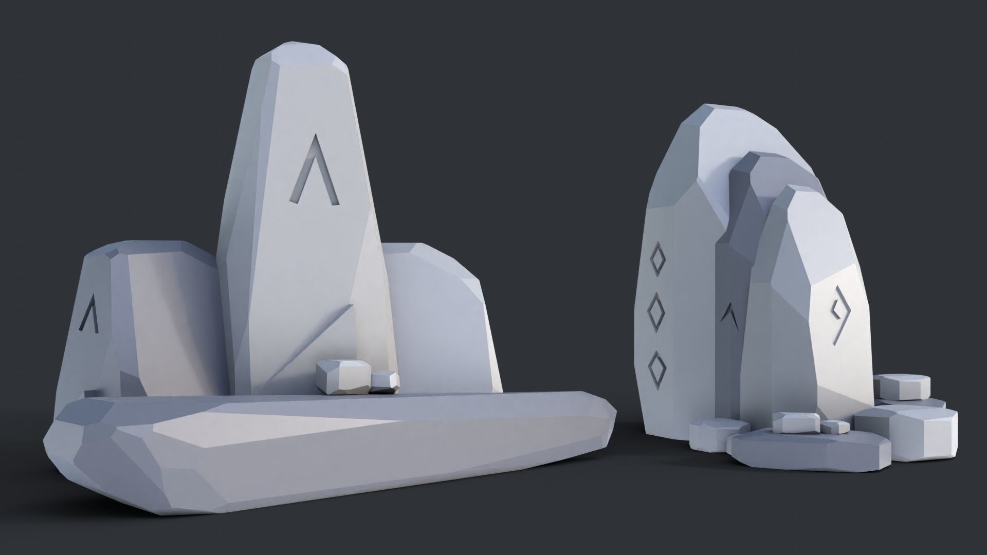 Low Poly Stone and Rocks Pack - 50 in 1 Pack Low-poly 3D model_9