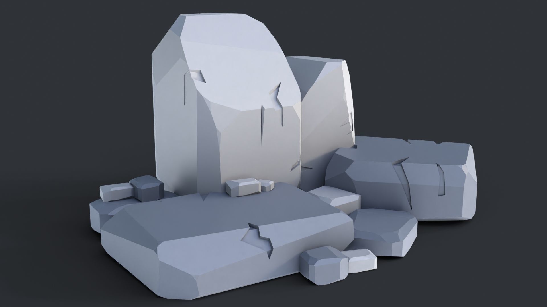 Low Poly Stone and Rocks Pack - 50 in 1 Pack Low-poly 3D model_19