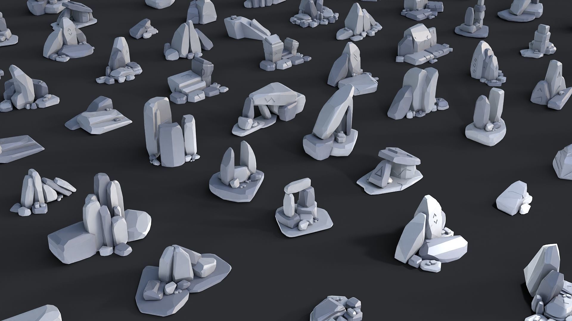 Low Poly Stone and Rocks Pack - 50 in 1 Pack Low-poly 3D model_34