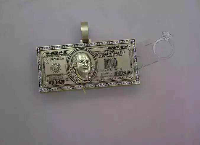 One hundred dollars  Fraklin  iced out pendant 3D print model