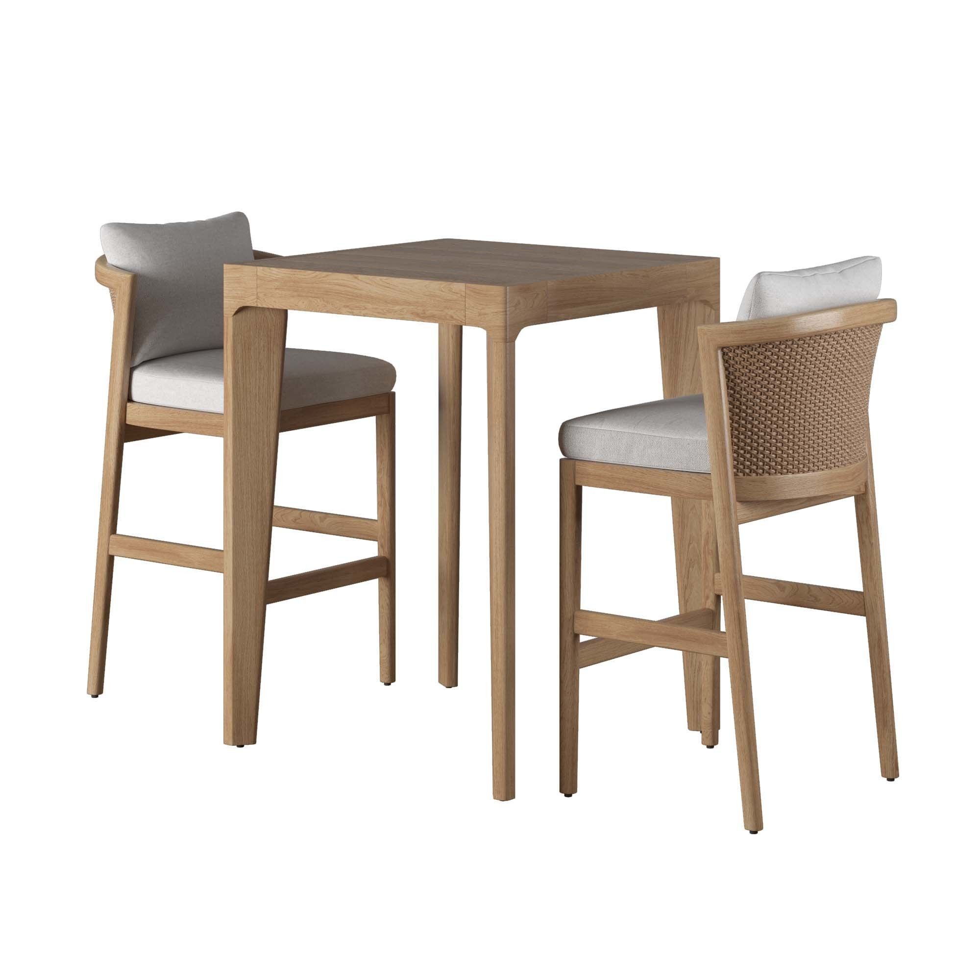 RH MALTA BAR TABLE AND MALTA BARSTOOL SET Low-poly 3D model_2
