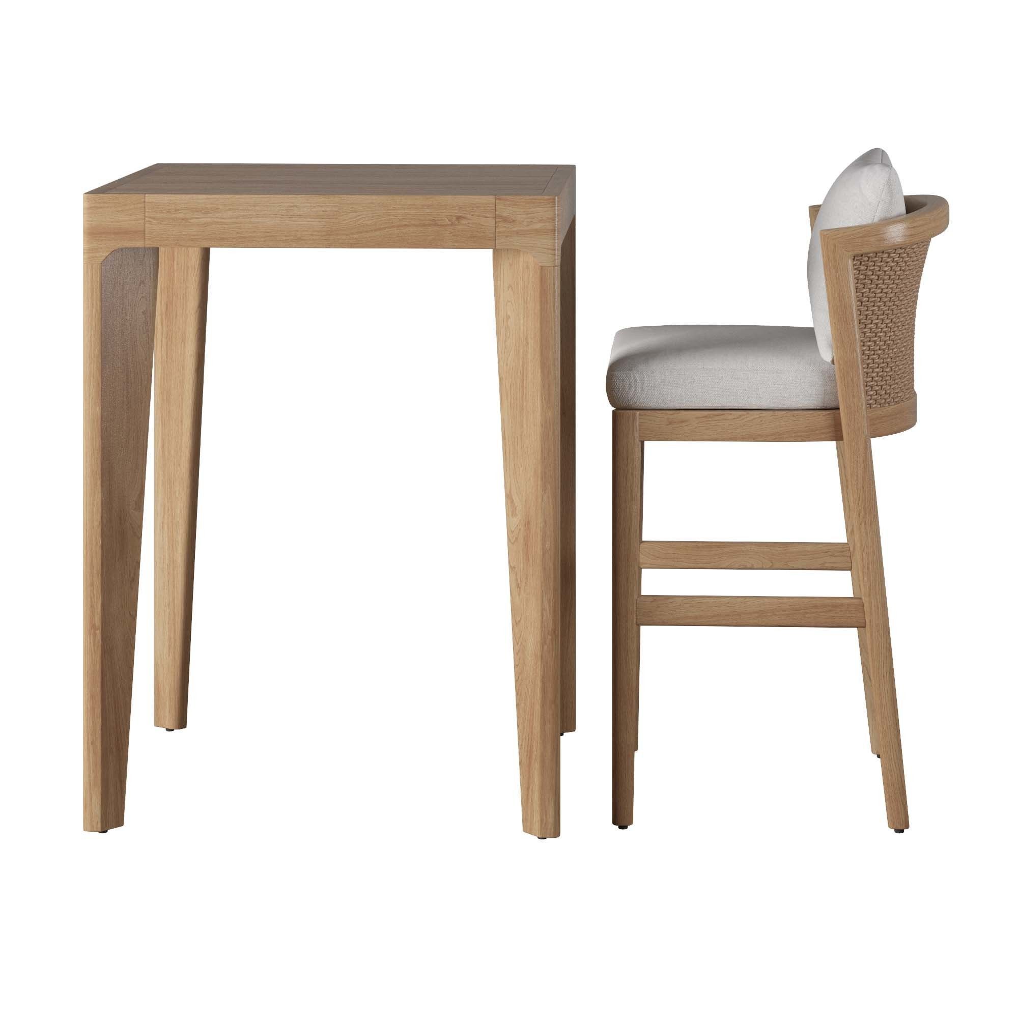RH MALTA BAR TABLE AND MALTA BARSTOOL SET Low-poly 3D model_4