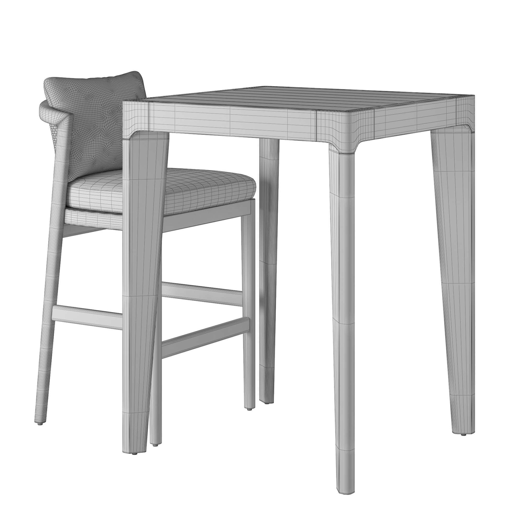 RH MALTA BAR TABLE AND MALTA BARSTOOL SET Low-poly 3D model_5