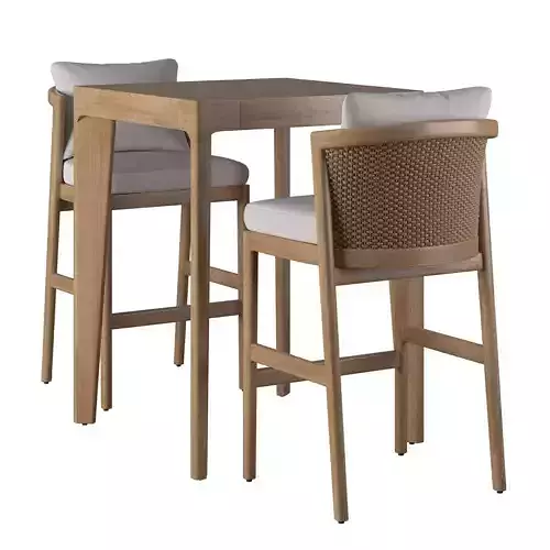 RH MALTA BAR TABLE AND MALTA BARSTOOL SET Low-poly 3D model
