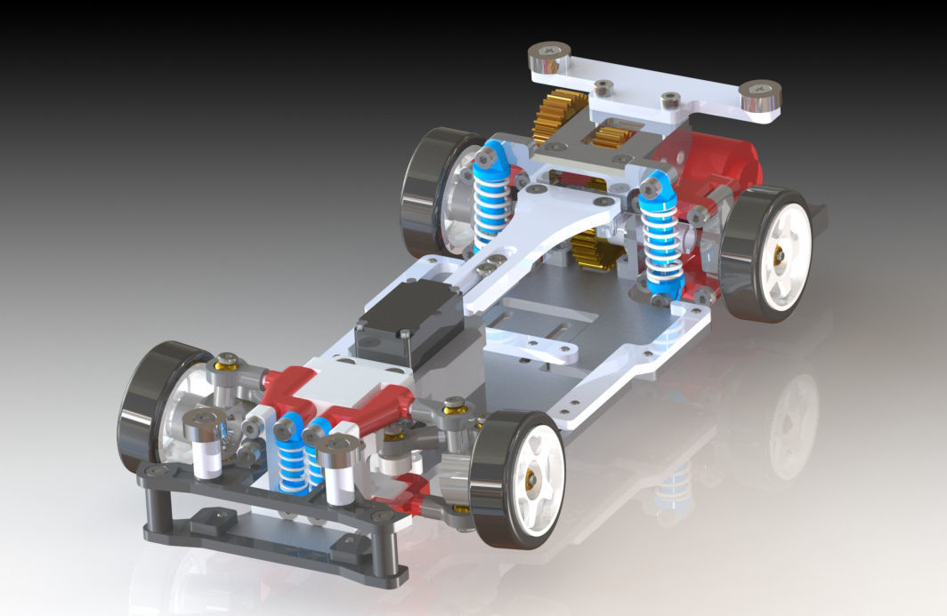 RWD drift chassis kit 3D print model_10