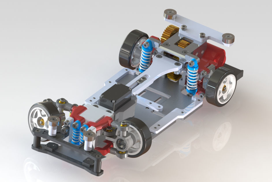 RWD drift chassis kit 3D print model_11