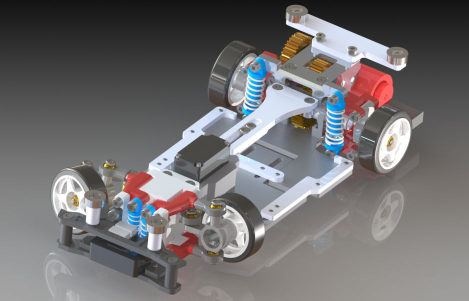 RWD drift chassis kit 3D print model_12