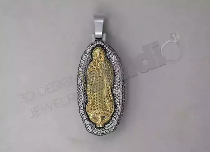 Mary of Guadeloupe iced out pendant 3D print model