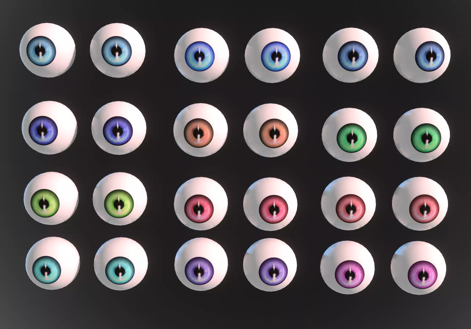 12 eyeballs pair pack Low-poly 3D model_0