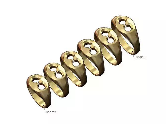 Chamfred pufflink shaped signet ring US sizes 6to11