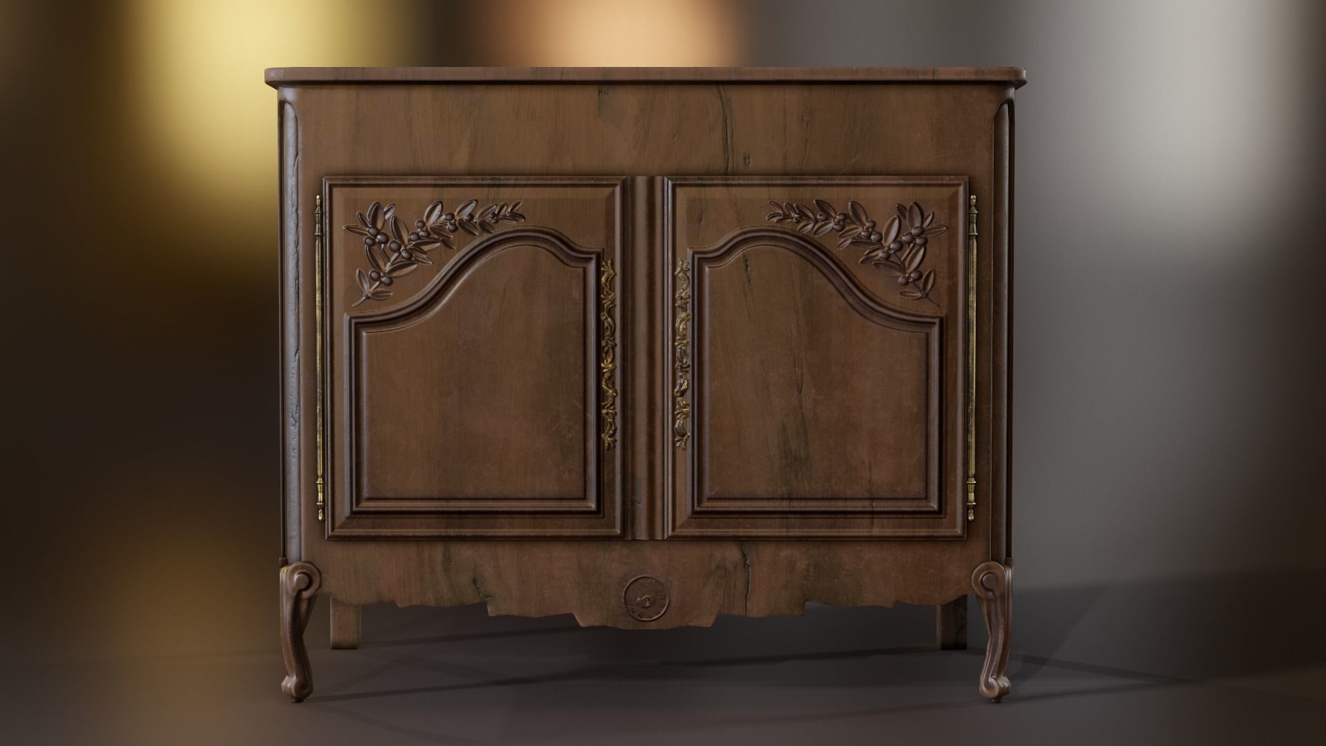Classic sideboard Low-poly 3D model_1