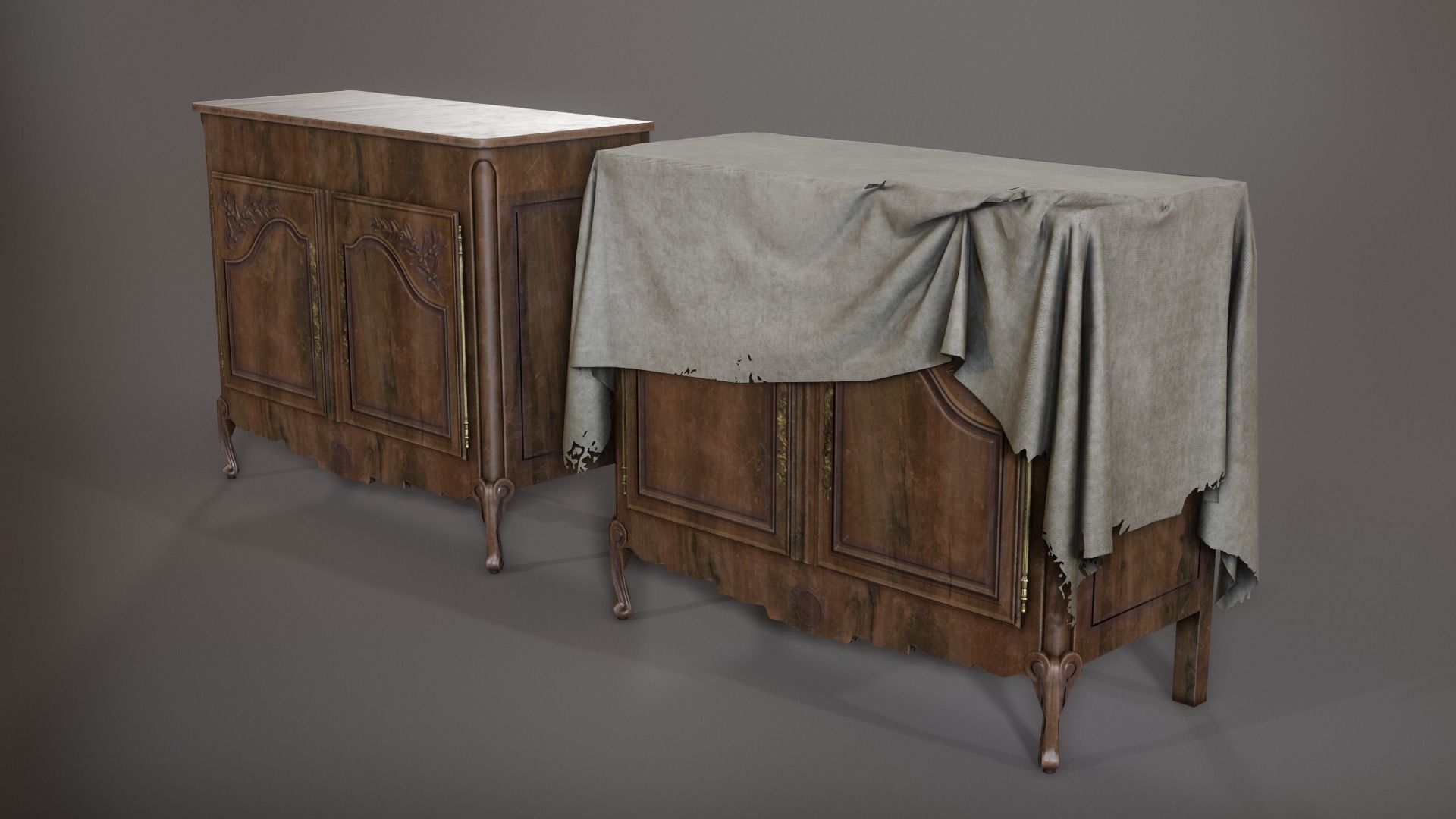 Classic sideboard Low-poly 3D model_3