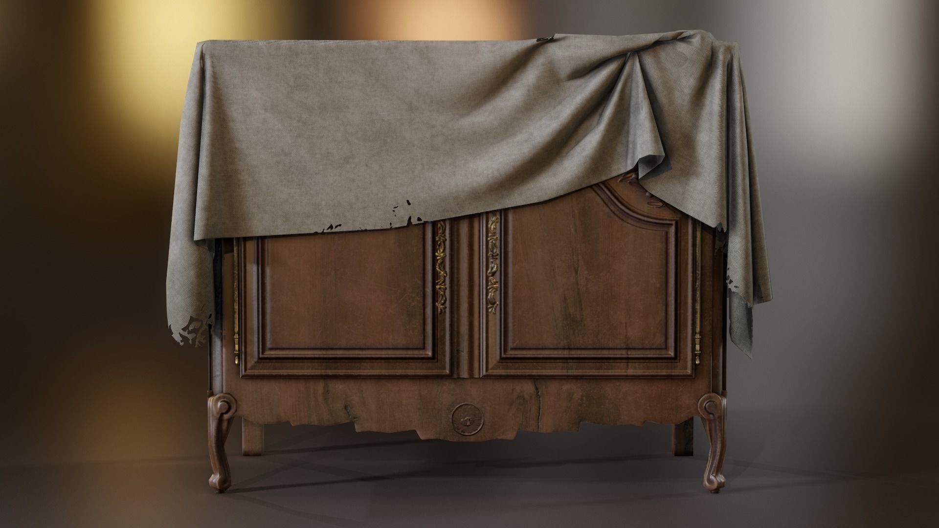 Classic sideboard Low-poly 3D model_2