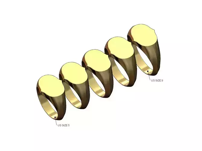 Engravable curved oblang signet ring Us sizes 5to9