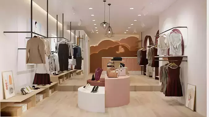 Shop clothes -Minimalist Design  Low-poly 3D model