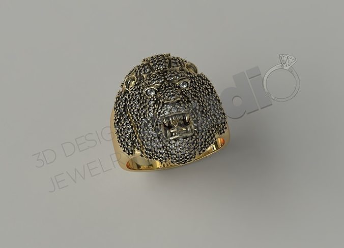 Highly detailed luxury Lion ring 3d model 3D print model
