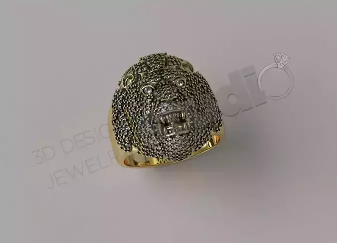 Highly detailed luxury Lion ring 3d model