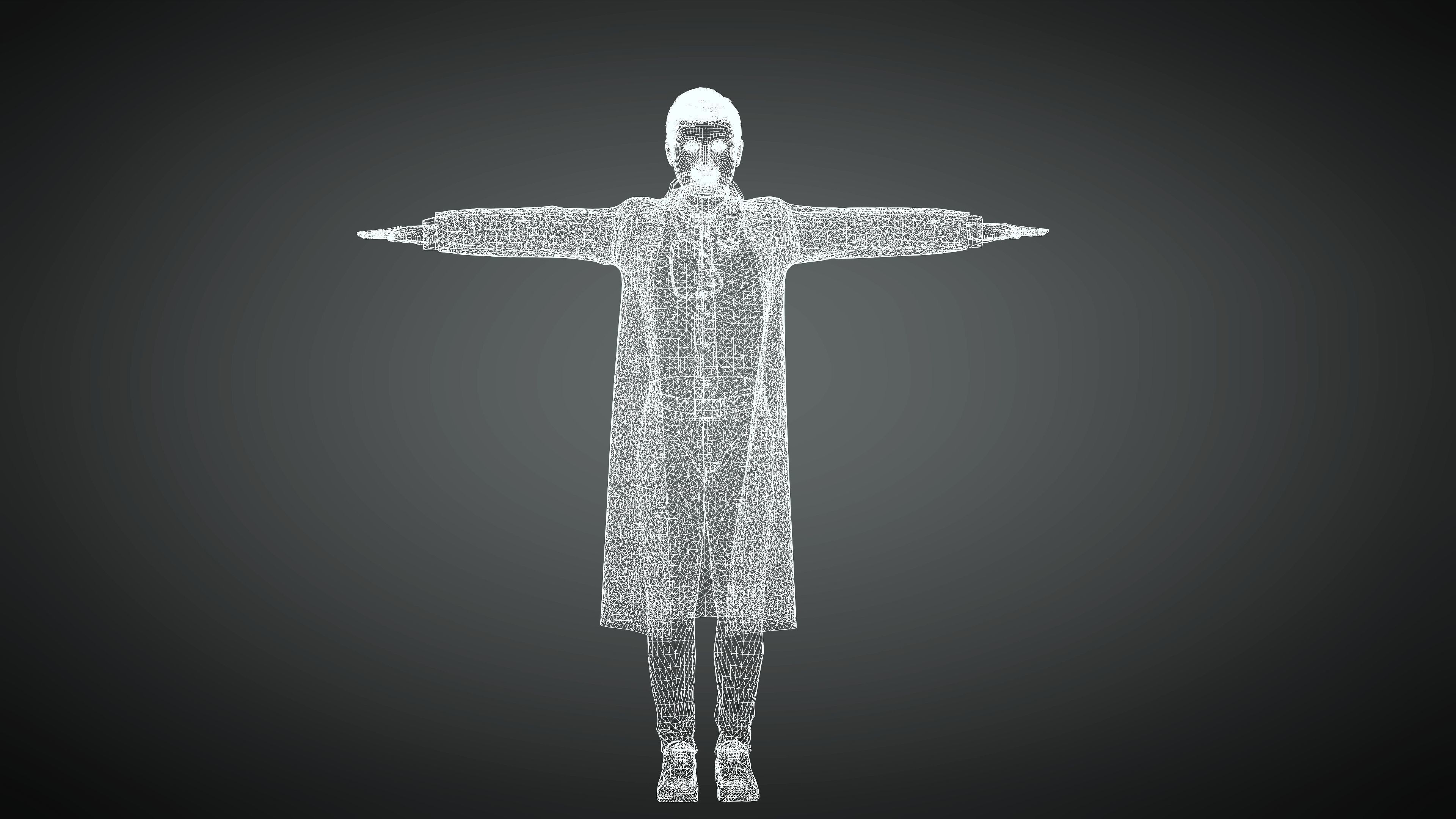 Doctor Realistic and Rigged Character Game Ready 3D model_10