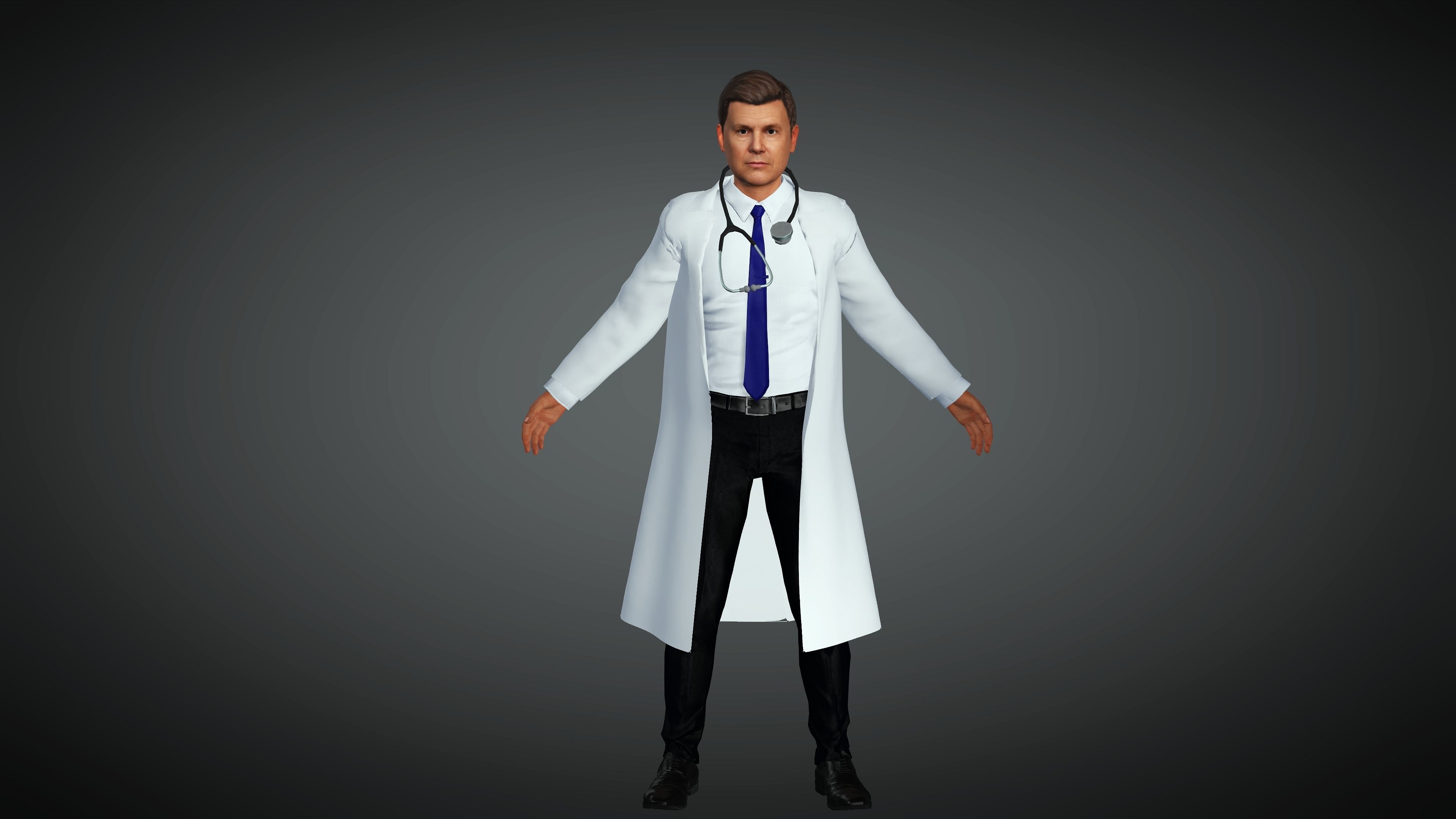 Doctor Realistic and Rigged Character Game Ready 3D model_1