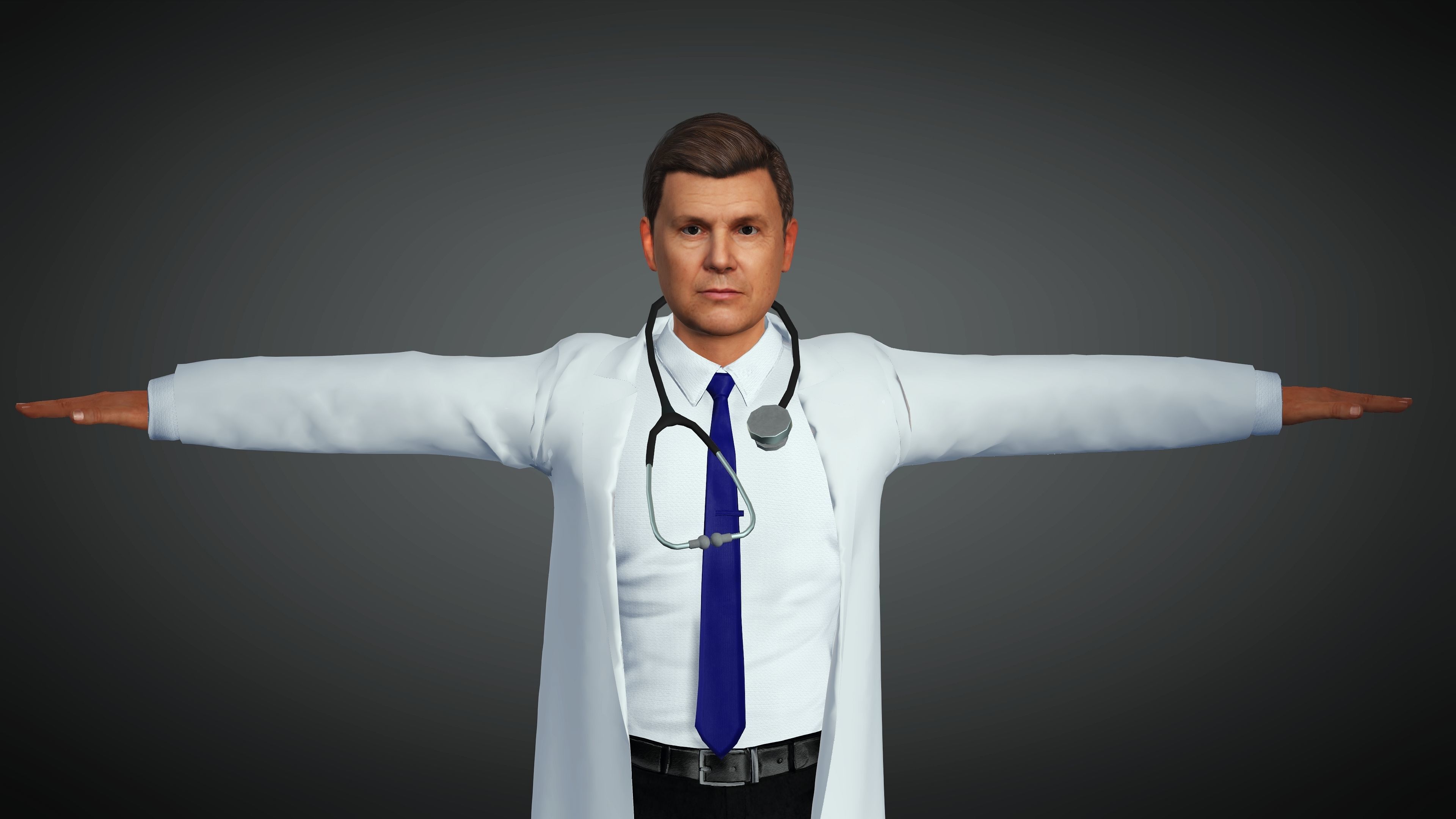 Doctor Realistic and Rigged Character Game Ready 3D model_6