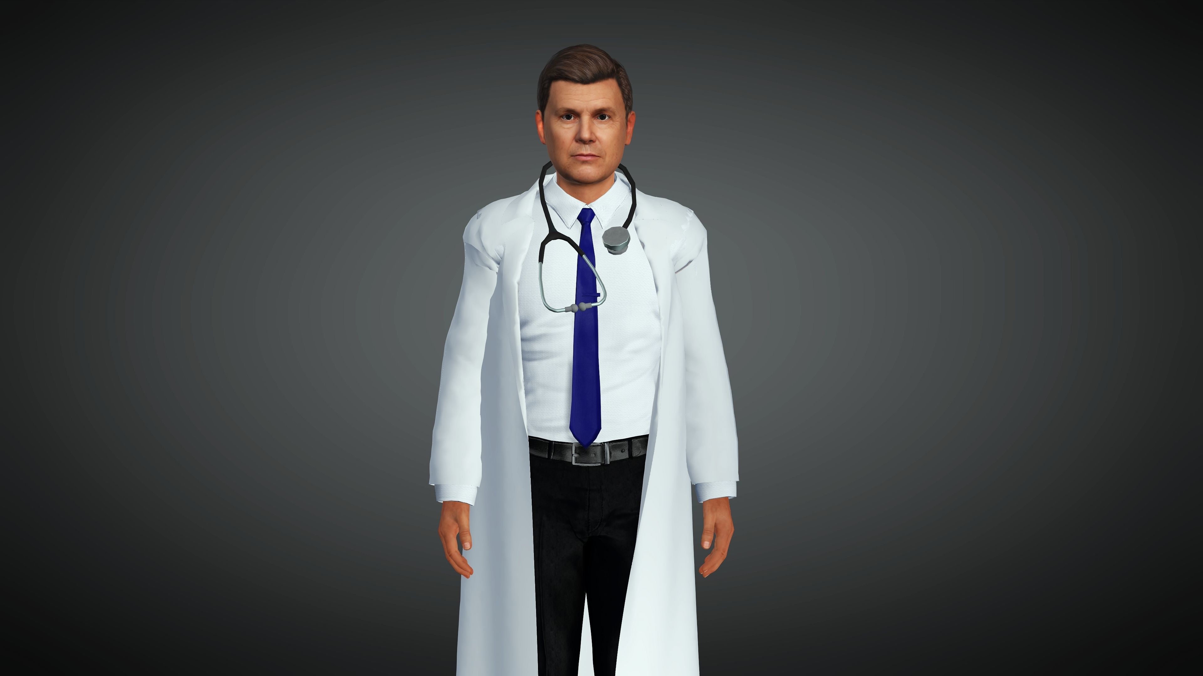 Doctor Realistic and Rigged Character Game Ready 3D model_9