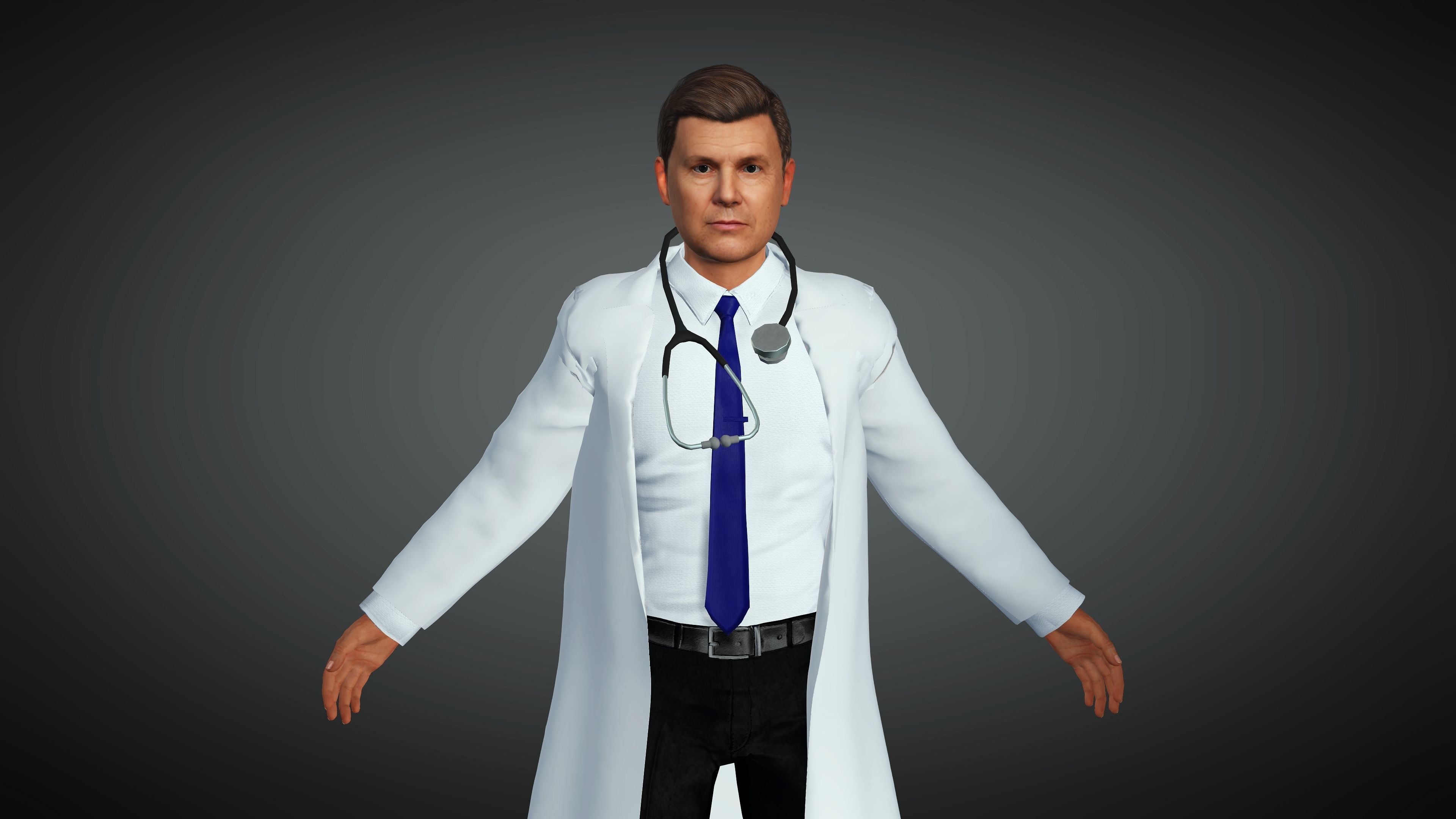 Doctor Realistic and Rigged Character Game Ready 3D model_5