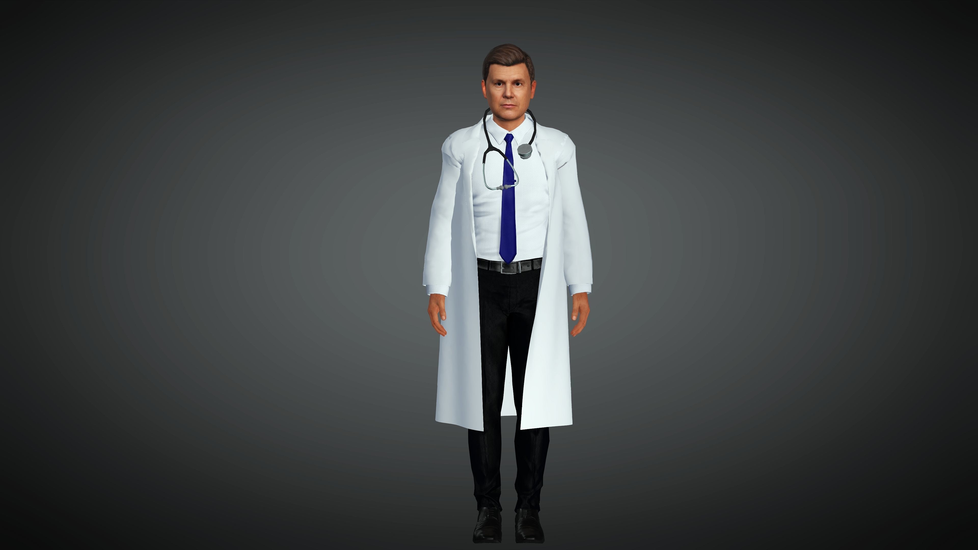 Doctor Realistic and Rigged Character Game Ready 3D model_2