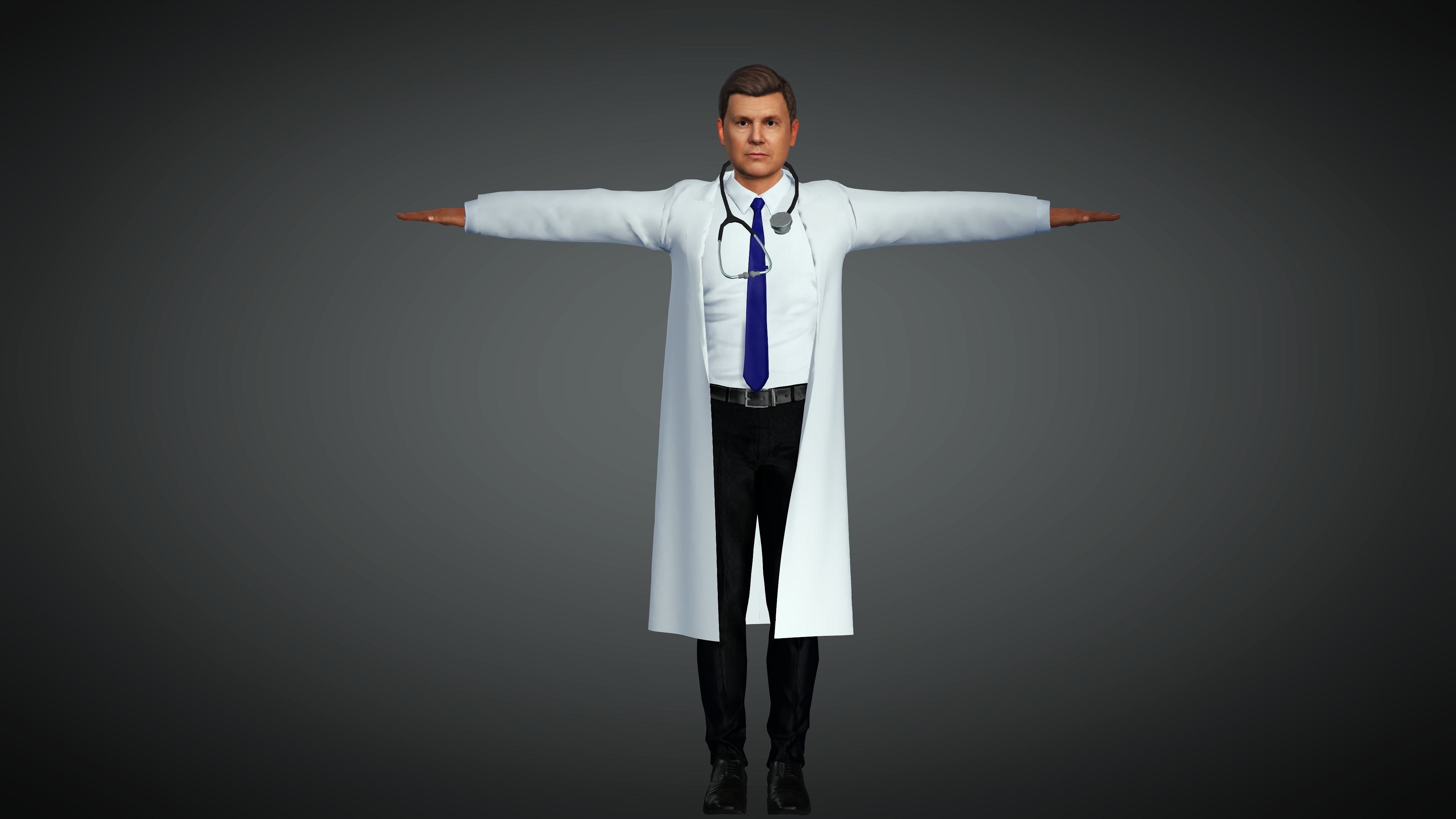 Doctor Realistic and Rigged Character Game Ready 3D model_3