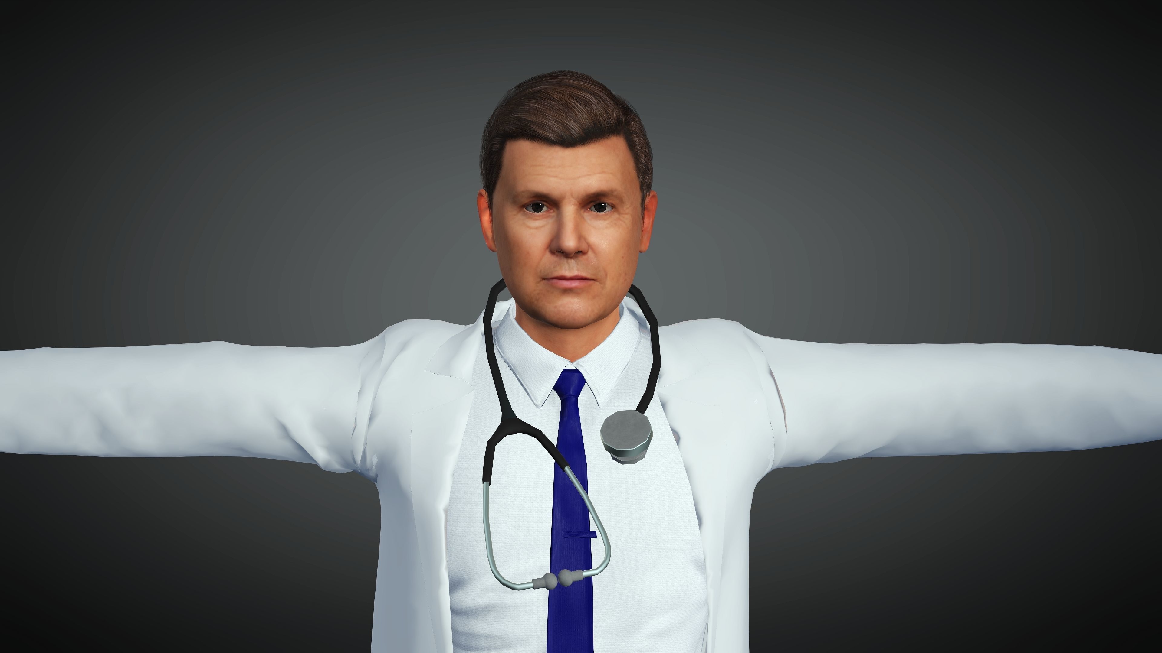 Doctor Realistic and Rigged Character Game Ready 3D model_7