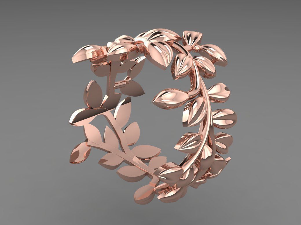 Leaf Ring 3D print model_3